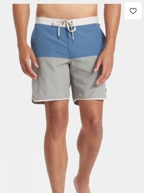 Vuori Colorblock Cruise 7.5" Board Shorts - Blue & Gray